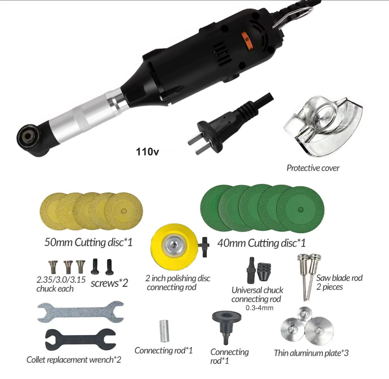 1Set Elbow Hand Piece Shaft Use for 3mm Electric Grinder Transfer Head Part 2.35 3.175mm