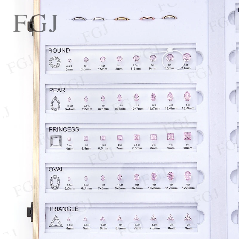Hot Sale Jewelry Tool for Cubic Zirconia Customize Comparison Chart Diamond Carat Set & Ring Size Measuring
