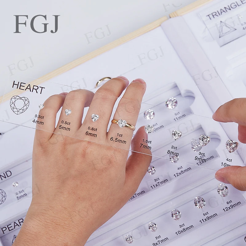 Hot Sale Jewelry Tool for Cubic Zirconia Customize Comparison Chart Diamond Carat Set & Ring Size Measuring