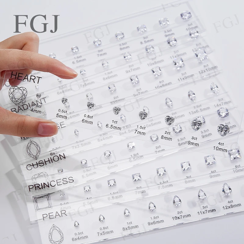 Hot Sale Jewelry Tool for Cubic Zirconia Customize Comparison Chart Diamond Carat Set & Ring Size Measuring