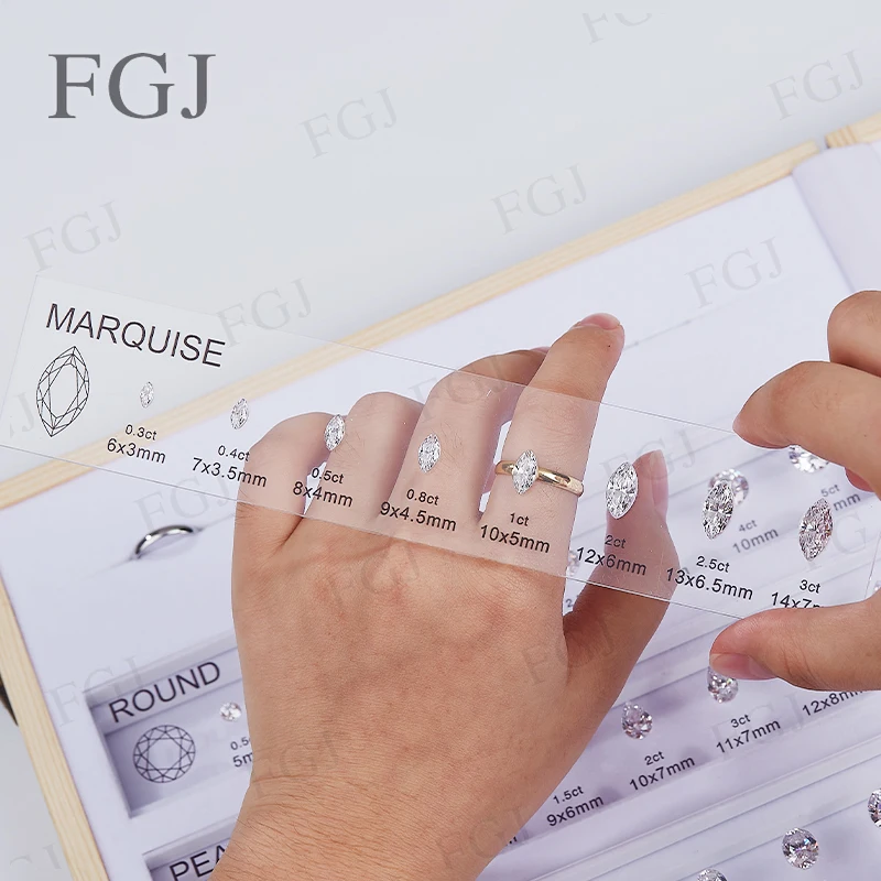 Hot Sale Jewelry Tool for Cubic Zirconia Customize Comparison Chart Diamond Carat Set & Ring Size Measuring