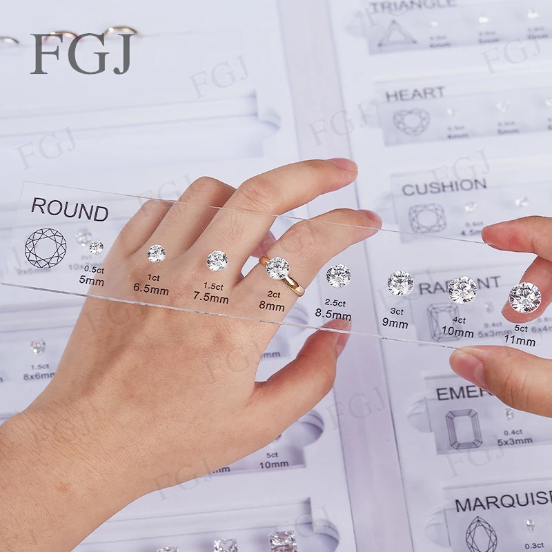 Hot Sale Jewelry Tool for Cubic Zirconia Customize Comparison Chart Diamond Carat Set & Ring Size Measuring