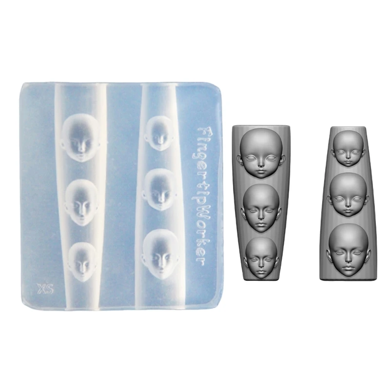 DIY Cute Small Doll Face Shaped Manicure Patterns Mould Handmade Women Nail Decoration Silicone Mold Nail Art Template Tool