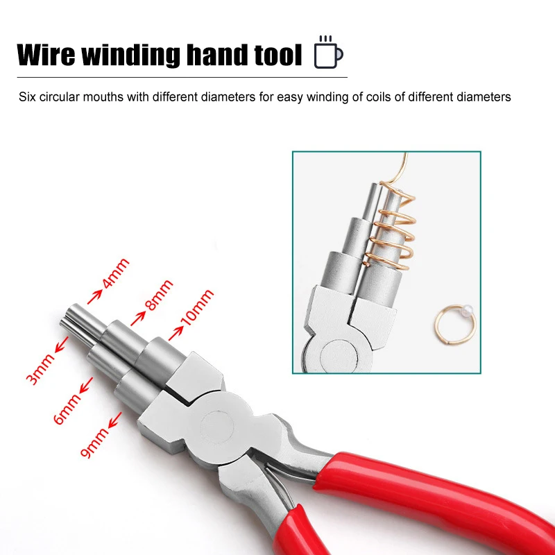 1/3Pcs Iron Wire Looping Jewelry Pliers 6-in-1 Bail-Making Pliers With Grip Handle For DIY Ring Making Loops And Jump Rings Tool