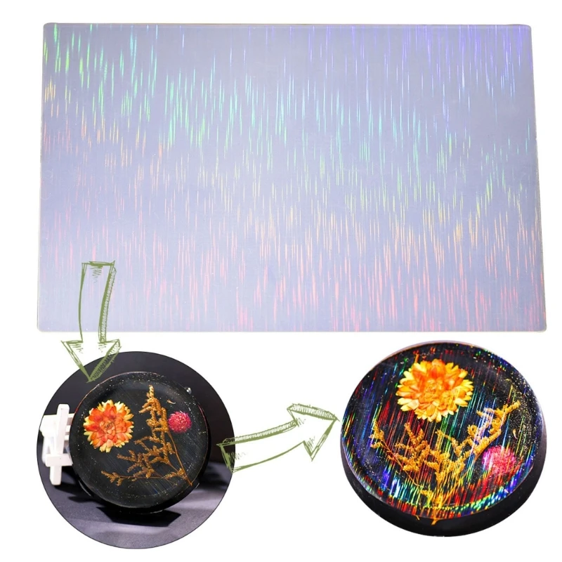 Holographic Silicone Inlay Rainbow-Window Film Holographic Decorative Holo Silicone Sheet Insert for Epoxy Resin Casting