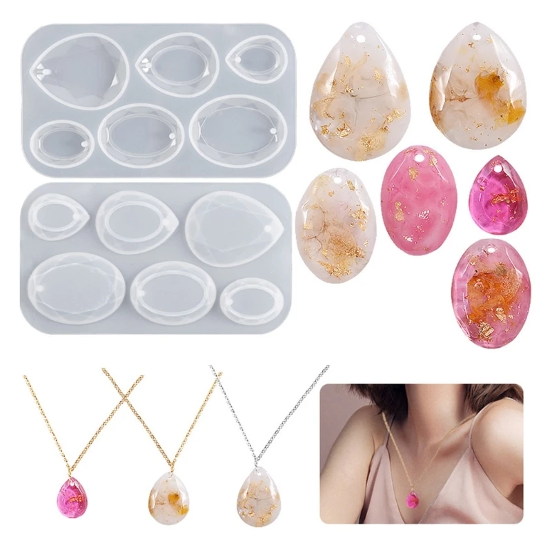 Pendant Charms Mold Resin Earrings Mold Silicone Keychain Mold Oval/Water Drop Epoxy Casting Mold for DIY Jewelry Making