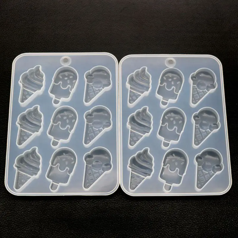 Simulated Food Resin Mold Ice Cream Cones Popsicle Food Keychain Pendant Silicone Resin Mold Jewelry Making Tools R3MC