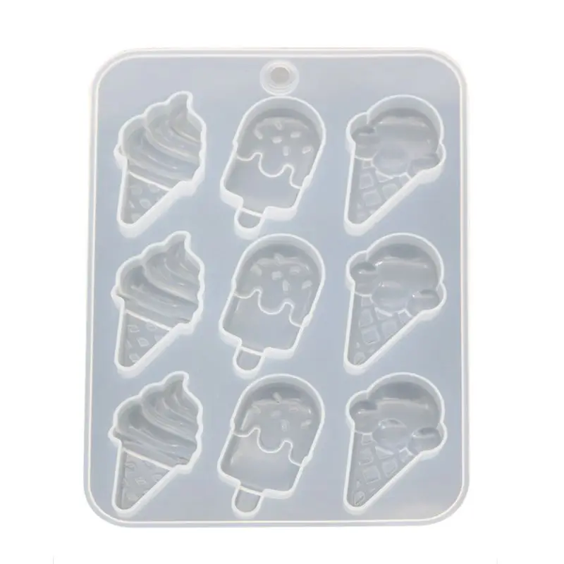Simulated Food Resin Mold Ice Cream Cones Popsicle Food Keychain Pendant Silicone Resin Mold Jewelry Making Tools R3MC