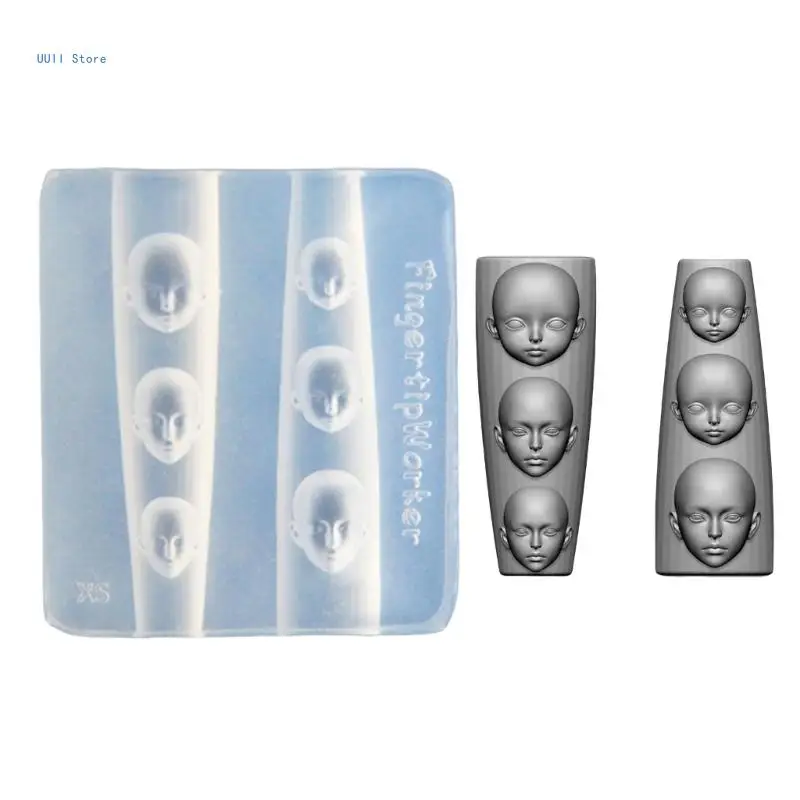 Art Silicone Stamp Mold for Party and Salon Face Shaped Manicure Mould Embossed Stencils for Women