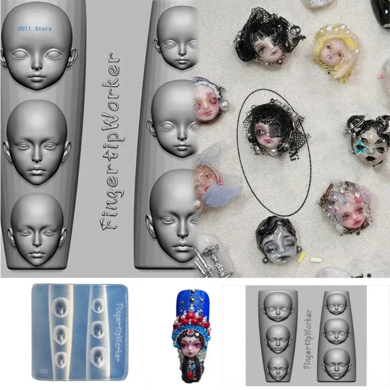 Art Silicone Stamp Mold for Party and Salon Face Shaped Manicure Mould Embossed Stencils for Women