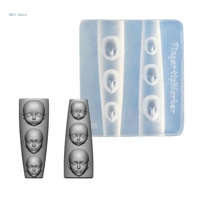 Art Silicone Stamp Mold for Party and Salon Face Shaped Manicure Mould Embossed Stencils for Women