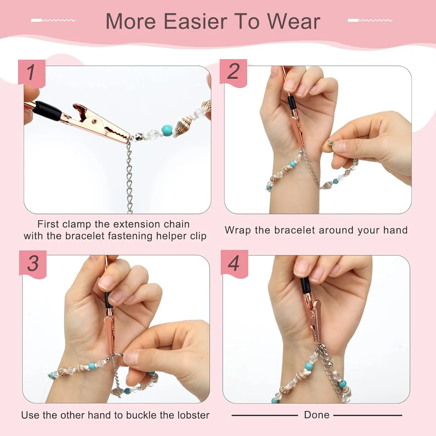 Bracelet Clasp Helper Metal Tools Jewelry Helper Auxiliary Clip Crocodile Clip for DIY Necklace Watch Clasps Assistance Tool