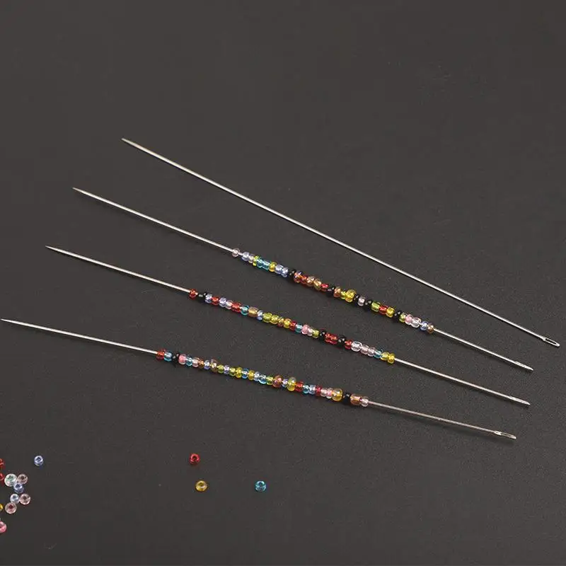 30pcs Metal Beading Needles For Beads Necklace Bracelet Tools Stainless Steel Self Threading Needle Pins For Jewelry Supplies