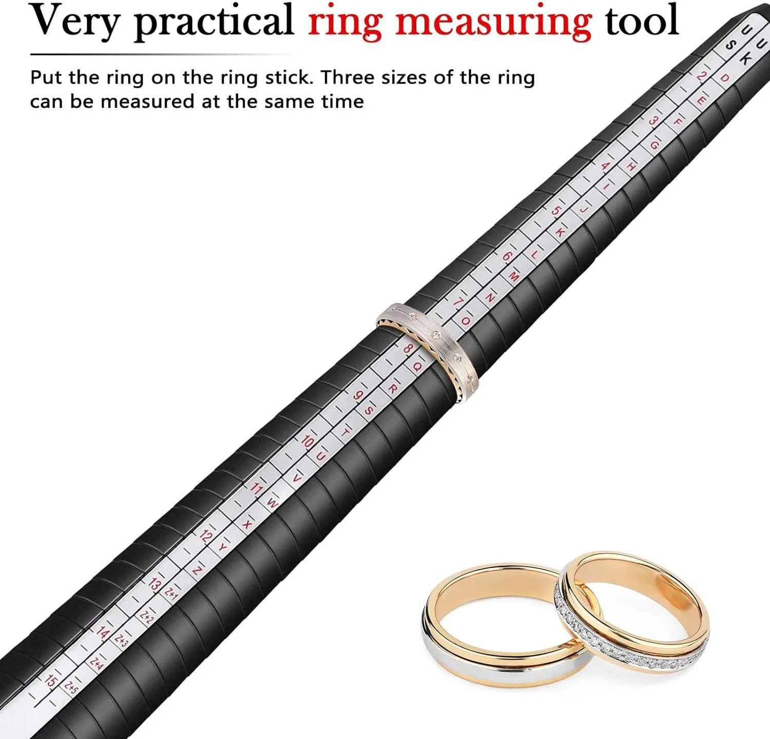 NIUPIKA UK US Plastic Finger Gauge And Mandrel Ring Sizer Finger Scales Plastic Ring Sizers Measure Tool Kit Jewellery Tools