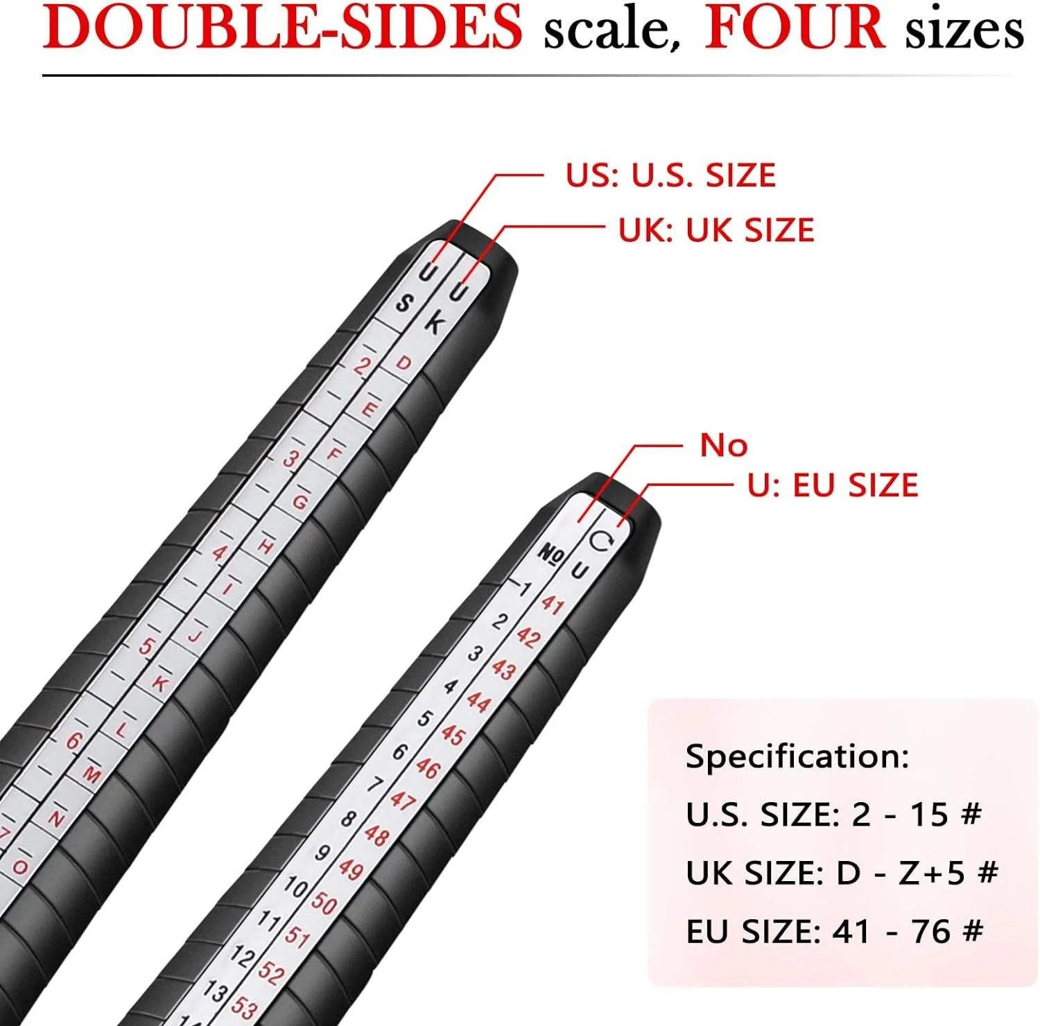 NIUPIKA UK US Plastic Finger Gauge And Mandrel Ring Sizer Finger Scales Plastic Ring Sizers Measure Tool Kit Jewellery Tools