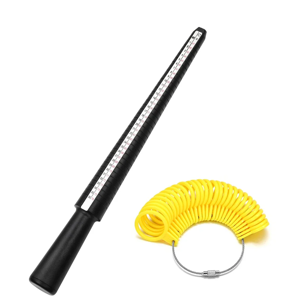 NIUPIKA UK US Plastic Finger Gauge And Mandrel Ring Sizer Finger Scales Plastic Ring Sizers Measure Tool Kit Jewellery Tools
