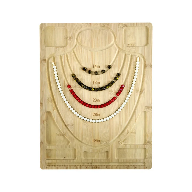 Handmade Diy Design Necklace Board Bamboo Jewelry Making Tool Bracelet Pearl Necklace Storage Tray Diy Accessory