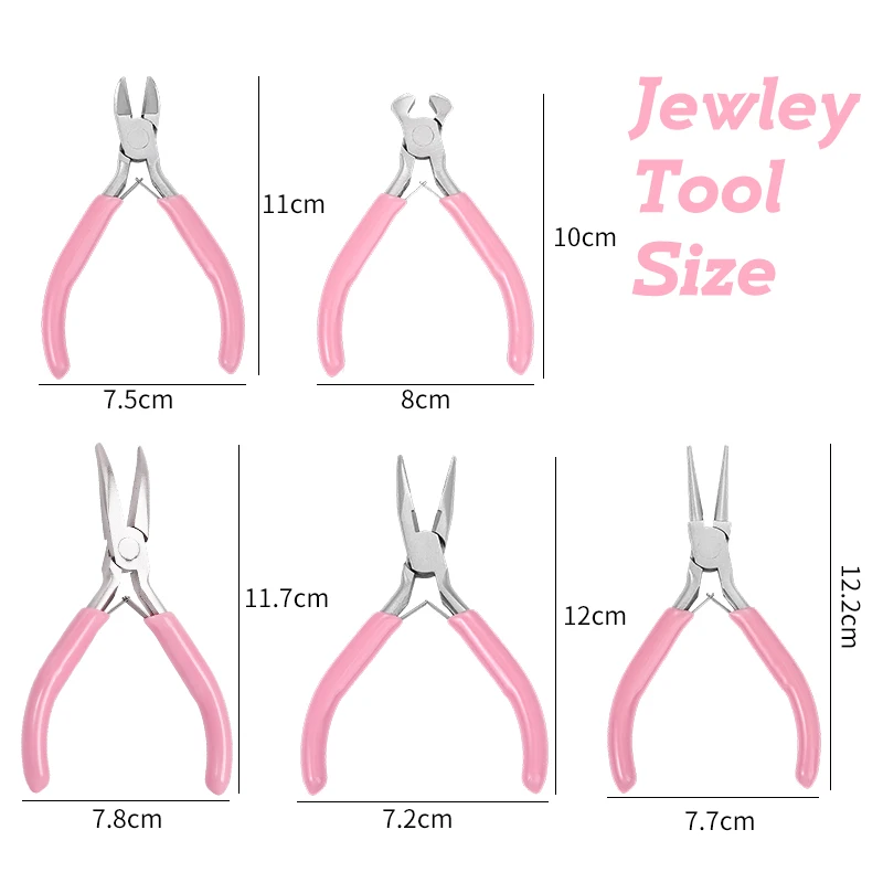 5 Packs Jewelry Pliers Set Professional Jewelry Making Tools With Needle/Round/Chain/Bent/Zipper Pliers for Repair Cut Crafting
