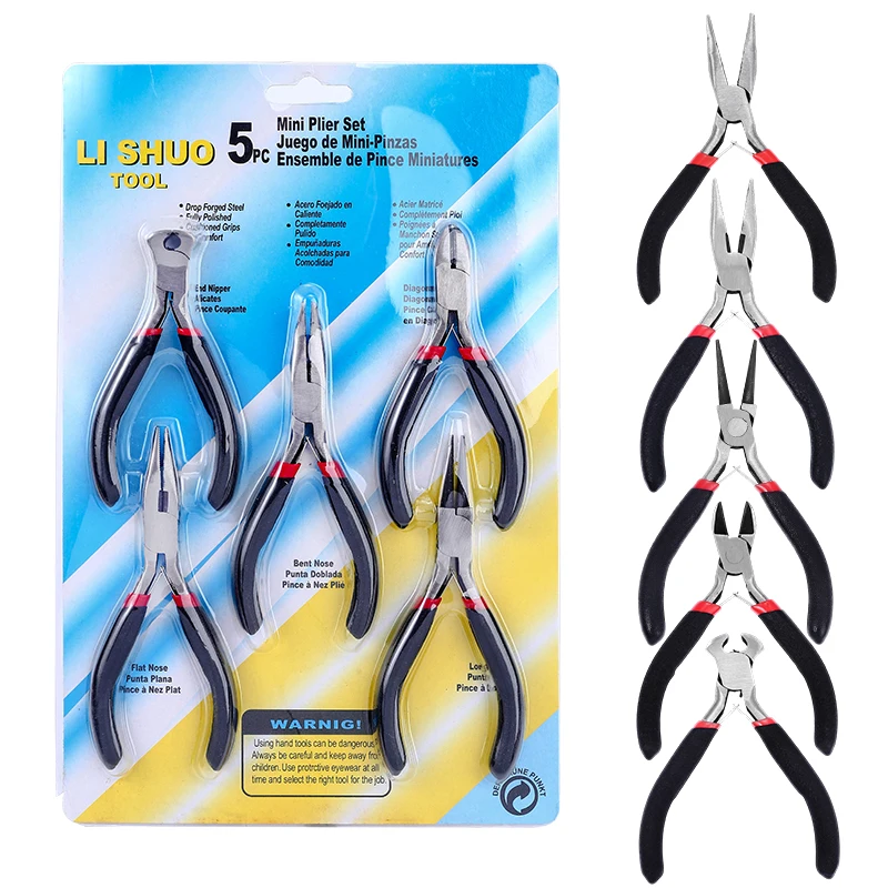 5 Packs Jewelry Pliers Set Professional Jewelry Making Tools With Needle/Round/Chain/Bent/Zipper Pliers for Repair Cut Crafting