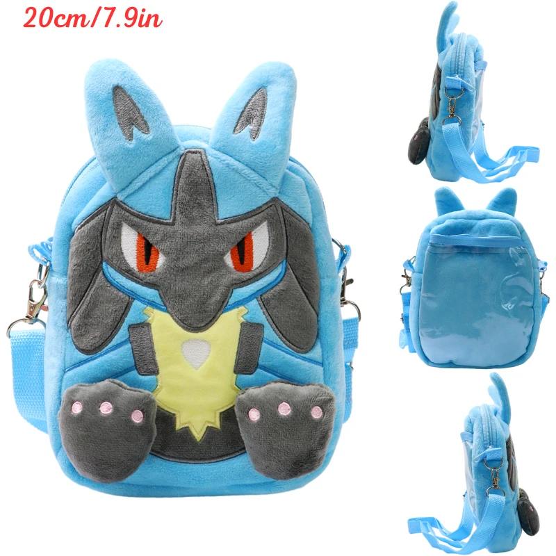 New Pokemon Plush Bag Pikachu Mimikyu Gengar Lucario Soft Stuffed Toy Rowlet Eevee Snorlax Peluche Dolls Shoulder Bags Sac A Dos