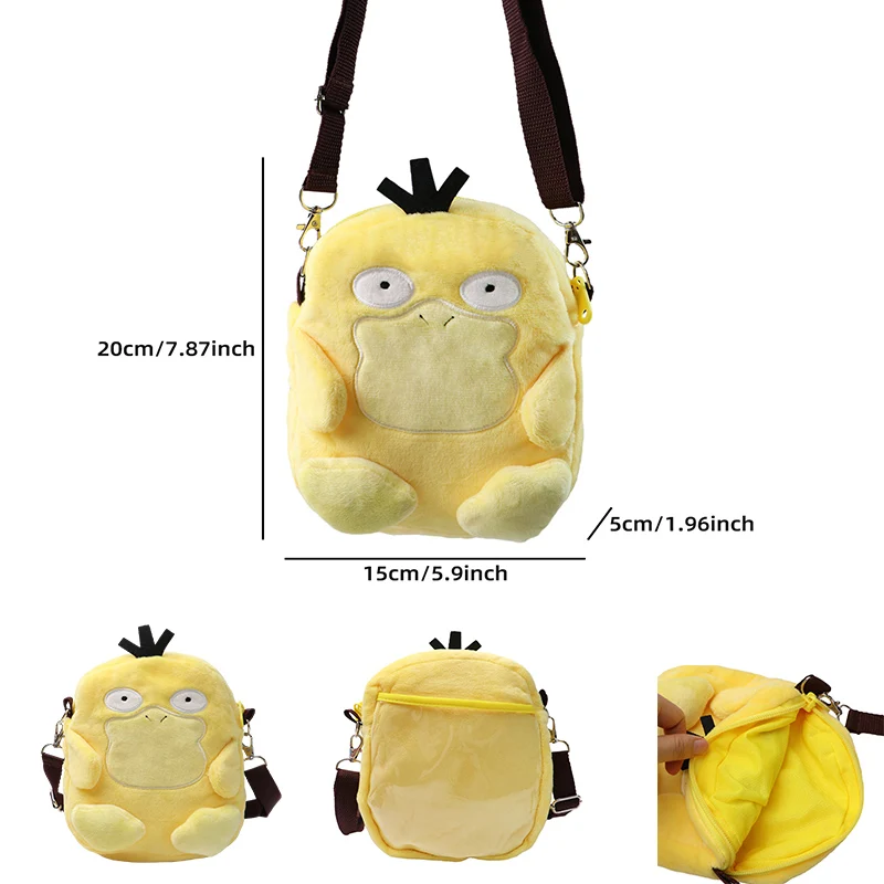 Pokemon Pikachu Gengar Mimikyu Snorlax Rowlet Psyduck Lucario Charmander Plush Backpack Pokemon Anime Shoulder Bag Doll Toy
