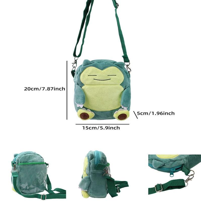 Pokemon Pikachu Gengar Mimikyu Snorlax Rowlet Psyduck Lucario Charmander Plush Backpack Pokemon Anime Shoulder Bag Doll Toy