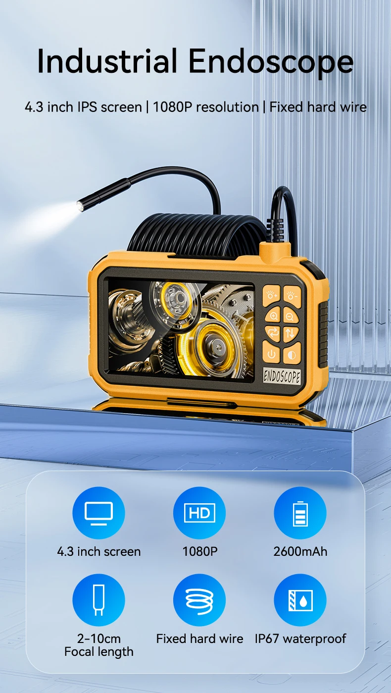FUERS 1/5/10/20/30M Single/Dual Lens Endoscope Camera 1080P Semi-Rigid Snake Camera Sewer Cable 2600mAh Battery for Pipeline