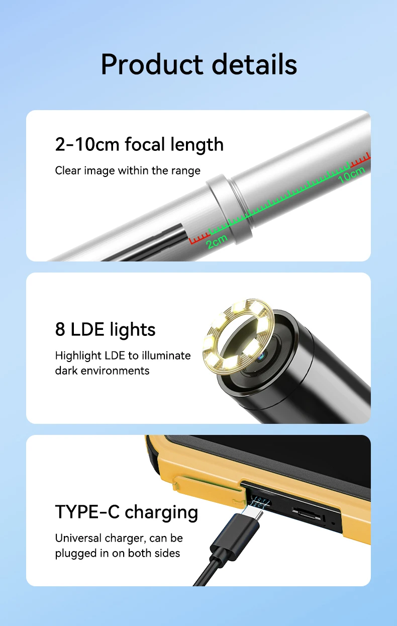 FUERS 1/5/10/20/30M Single/Dual Lens Endoscope Camera 1080P Semi-Rigid Snake Camera Sewer Cable 2600mAh Battery for Pipeline