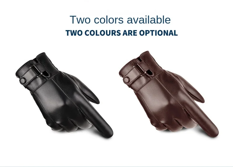Winter Gloves for Men Genuine Leather Gloves Outdoor Cycling Black Real Sheepskin Keep Warm Driving Motorcycle Gloves