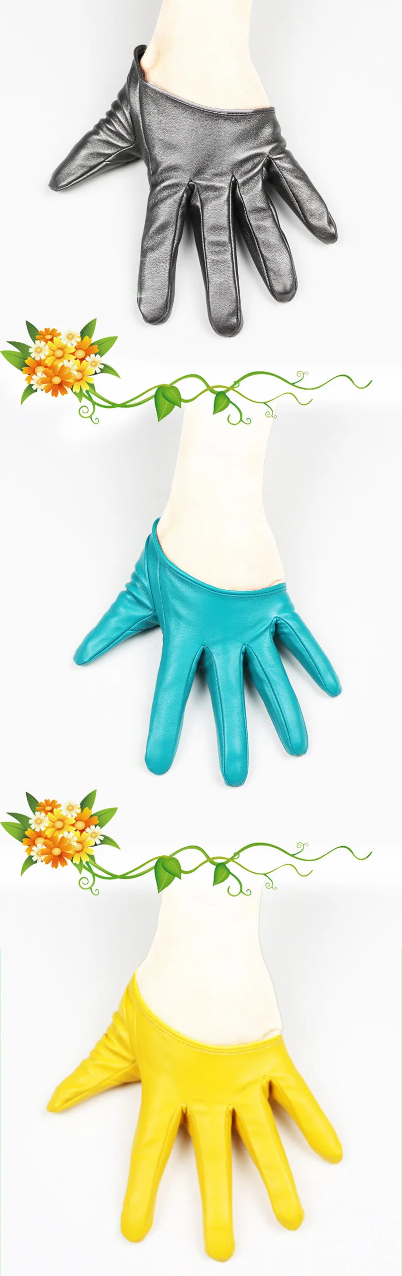 Fashion Sexy Female Night Club Pole Dancing Leather Gloves Women Gothic Punk Rock Show Half Palm Full Finger Fitness Gloves L63