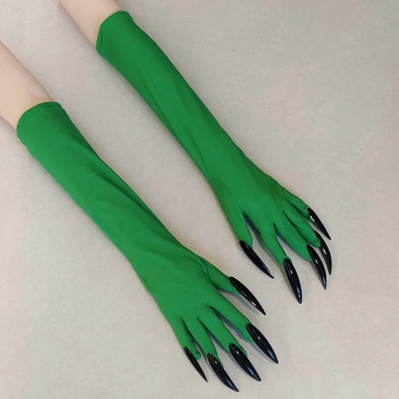 43cm Women Scary Claw Long Nail Elastic Mittens Halloween Black Devil's Ghost Claws Gloves Party Cosplay Performance Costume