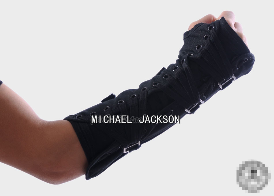 Impersonator Michael Jackson Costumes Armbrace Stuff BAD Jam Black White Cotton Glove