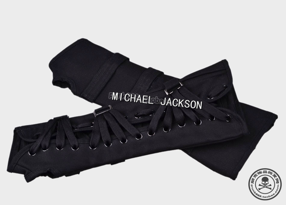 Impersonator Michael Jackson Costumes Armbrace Stuff BAD Jam Black White Cotton Glove