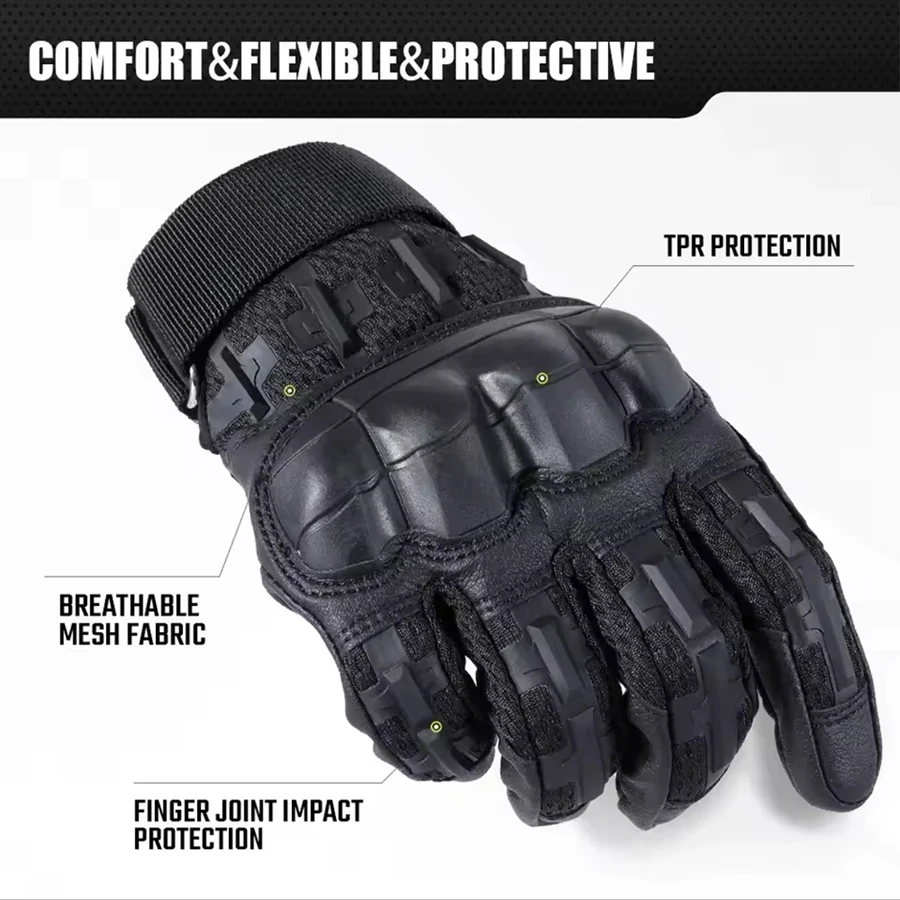 Tactical Gloves Touch Screen Hard Shell Outdoor Hunting Airsoft Combat Shooting Hiking Cycling Sports PU Leather Anti-skid Gear