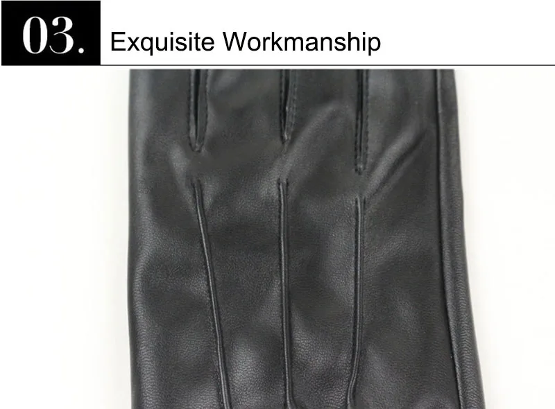 HOOLDW New Winter Gloves Men Women Black PU Leather Cashmere Warm Driving Gloves Mittens Touch Screen Waterproof Tactical Gloves