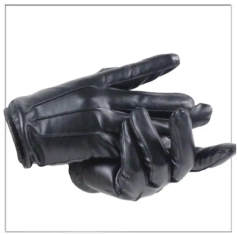 HOOLDW New Winter Gloves Men Women Black PU Leather Cashmere Warm Driving Gloves Mittens Touch Screen Waterproof Tactical Gloves