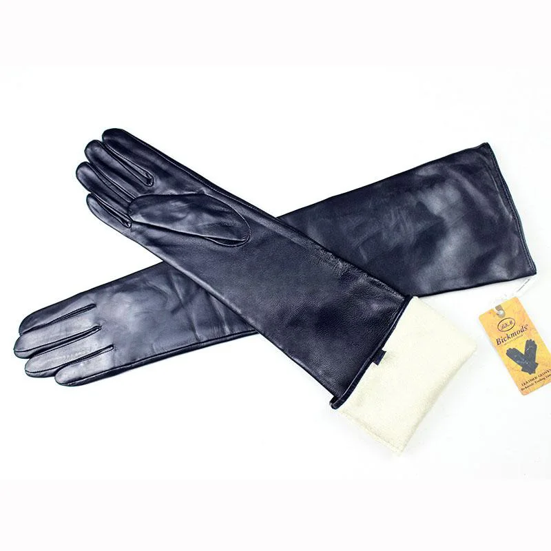 Long Leather Gloves Female Color Sheepskin Cloves Thin Section Over Elbow Long Velvet Lining Winter Warm Arm Set Free Shipping