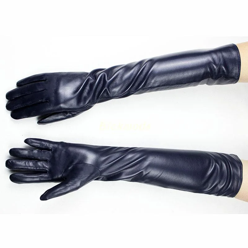 Long Leather Gloves Female Color Sheepskin Cloves Thin Section Over Elbow Long Velvet Lining Winter Warm Arm Set Free Shipping