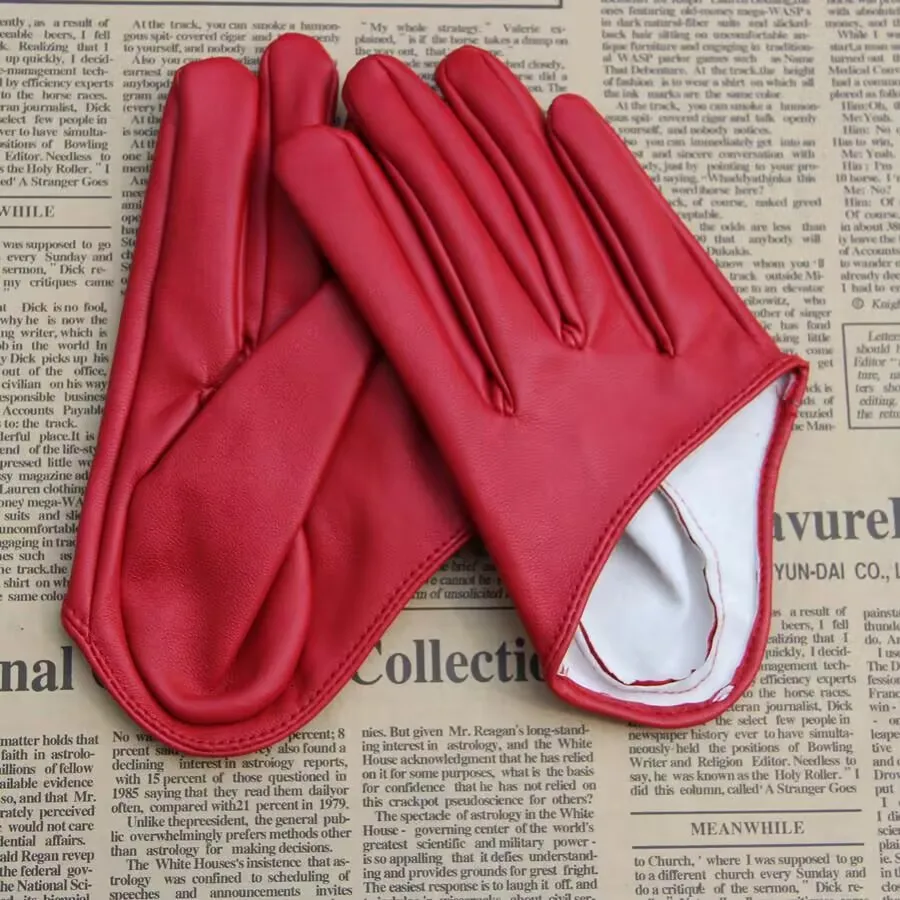 1 Pair Fashion Women Tight Full Finger Gloves Imitation PU Leather Sexy Half Palm Gloves Party Performance Black Short Mittens