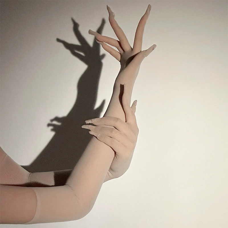 Sexy Thin Transparent Elastic Tight Stocking Gloves Women Night Club Wedding Dance Party Sunscreen Summer Etiquette Gloves