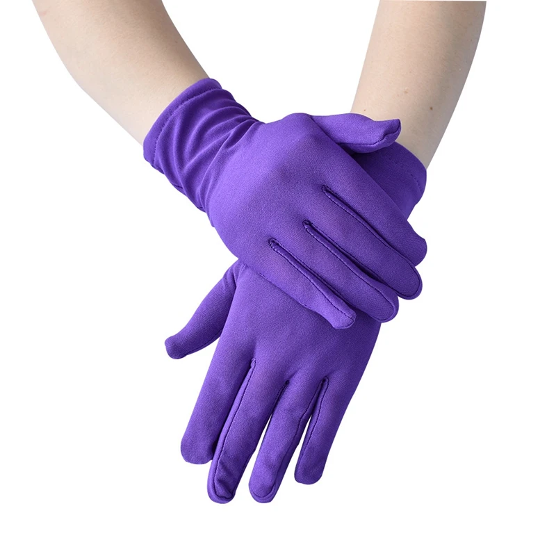 Woman Gloves for Summer Satin Sunscreen Female Thin Solid Color Ceremonial Performance Dance Breathable Driving Gloves
