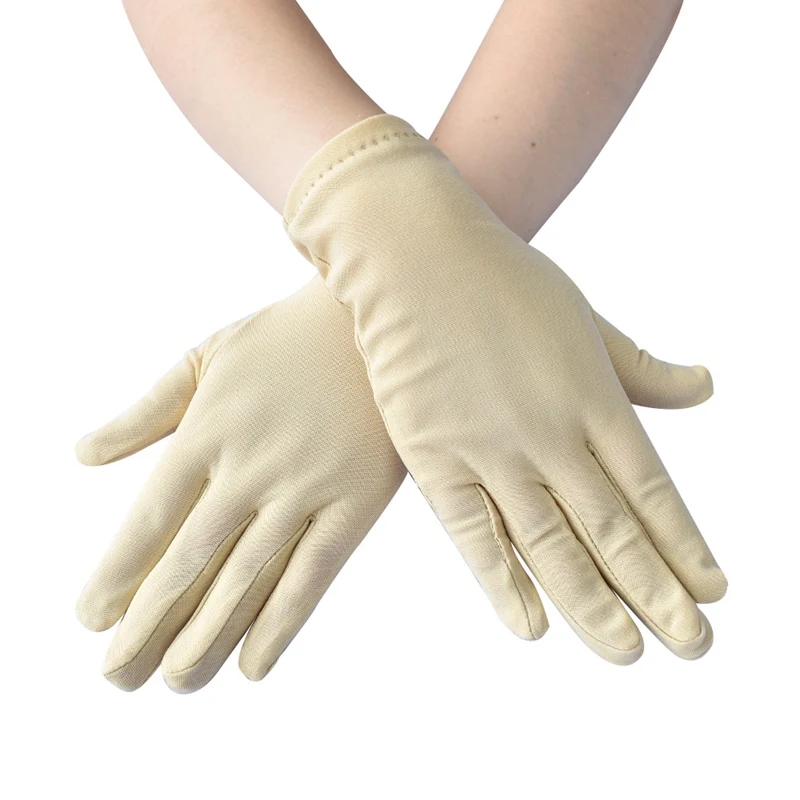 Woman Gloves for Summer Satin Sunscreen Female Thin Solid Color Ceremonial Performance Dance Breathable Driving Gloves