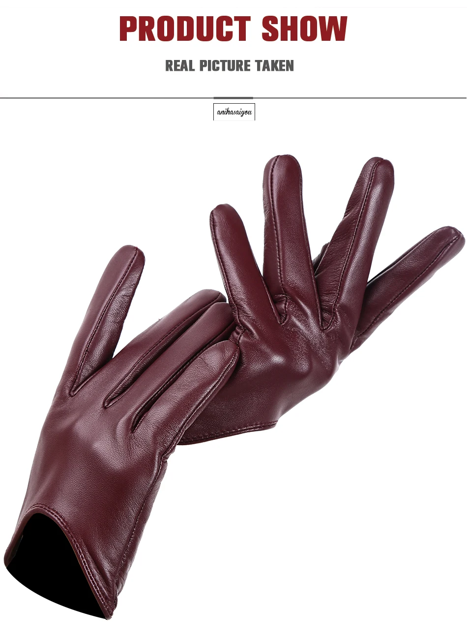 Fashion Sheepskin Women's Gloves, Drive Women's Leather Gloves, Thin Touch Gloves, Keep Warm Women's Winter Gloves -2001