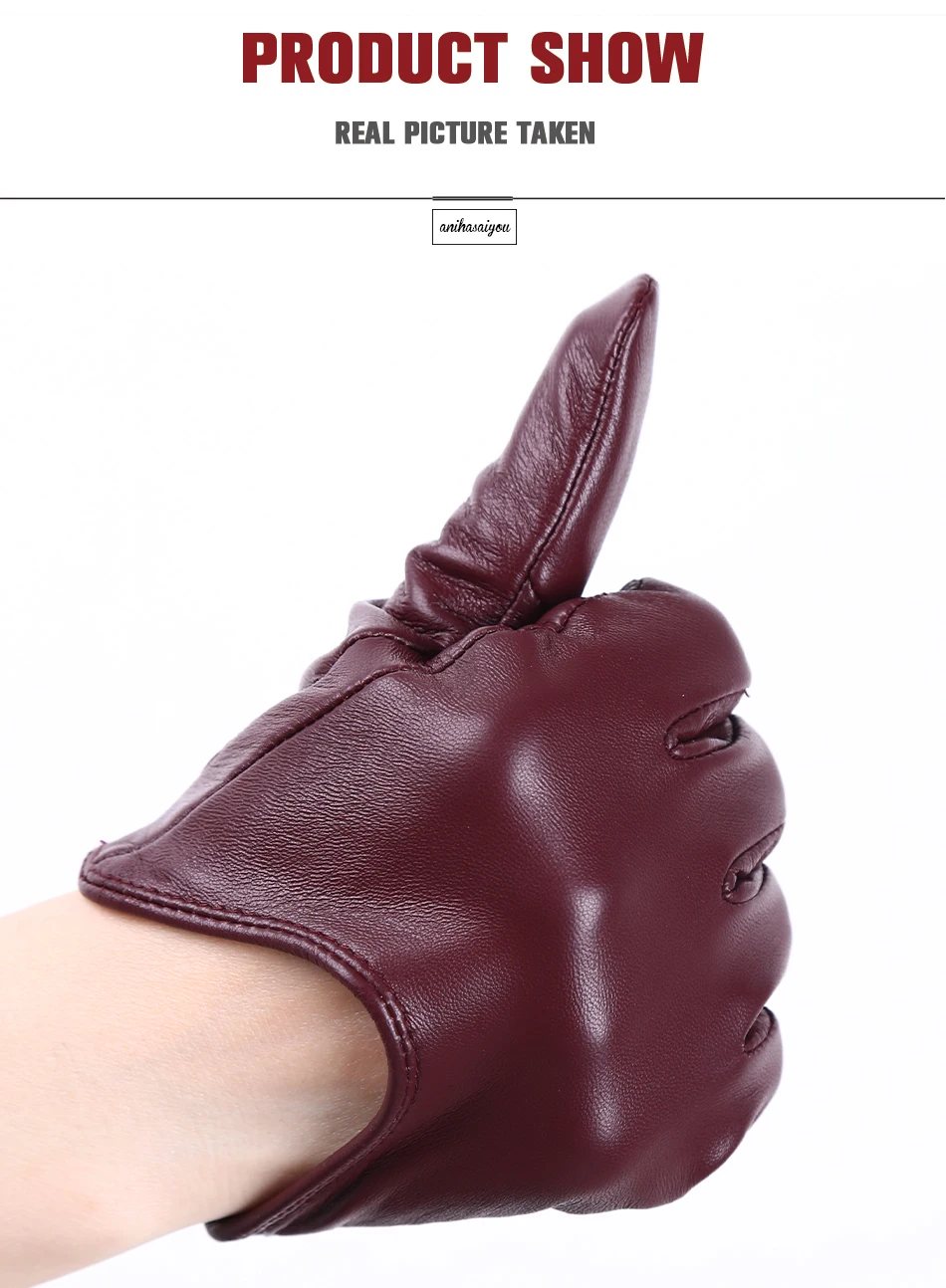 Fashion Sheepskin Women's Gloves, Drive Women's Leather Gloves, Thin Touch Gloves, Keep Warm Women's Winter Gloves -2001
