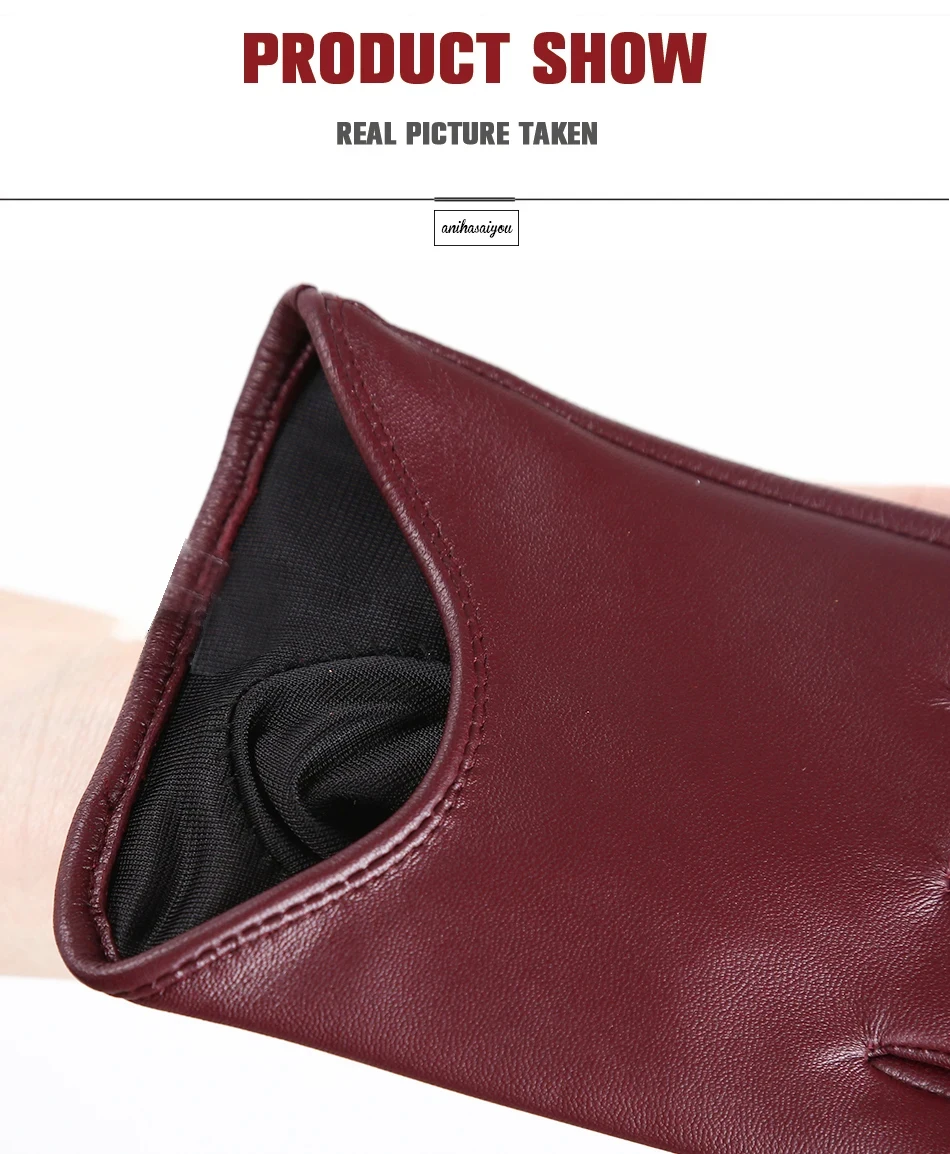 Fashion Sheepskin Women's Gloves, Drive Women's Leather Gloves, Thin Touch Gloves, Keep Warm Women's Winter Gloves -2001