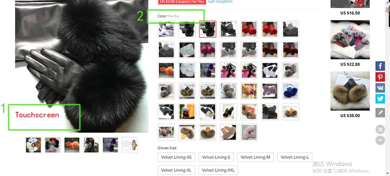 Real Sheepskin Fox Fur Gloves Women's Genuine Leather Glove Winter Warm Fashion Style Natural Fluffy Fox Fur Oversized Customize