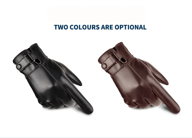 Fashion Men's Winter Outdoor Warm Waterproof Gloves Men Faux Leather Driving Gloves Thin Leather Gloves For Touch Screen Guantes