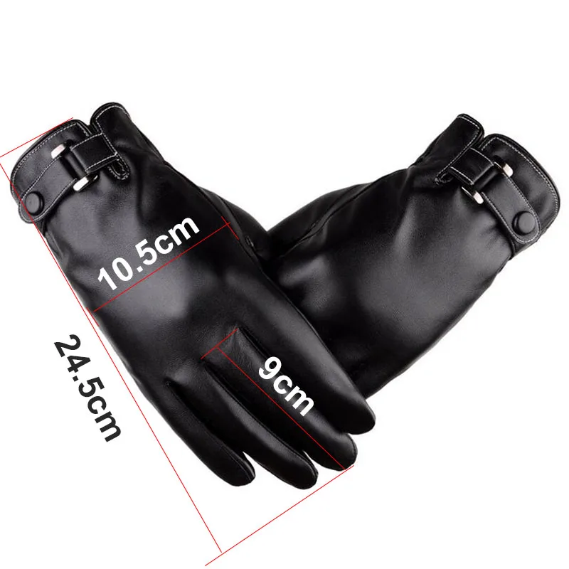 Fashion Men's Winter Outdoor Warm Waterproof Gloves Men Faux Leather Driving Gloves Thin Leather Gloves For Touch Screen Guantes