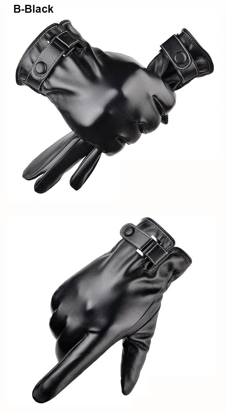 Fashion Men's Winter Outdoor Warm Waterproof Gloves Men Faux Leather Driving Gloves Thin Leather Gloves For Touch Screen Guantes
