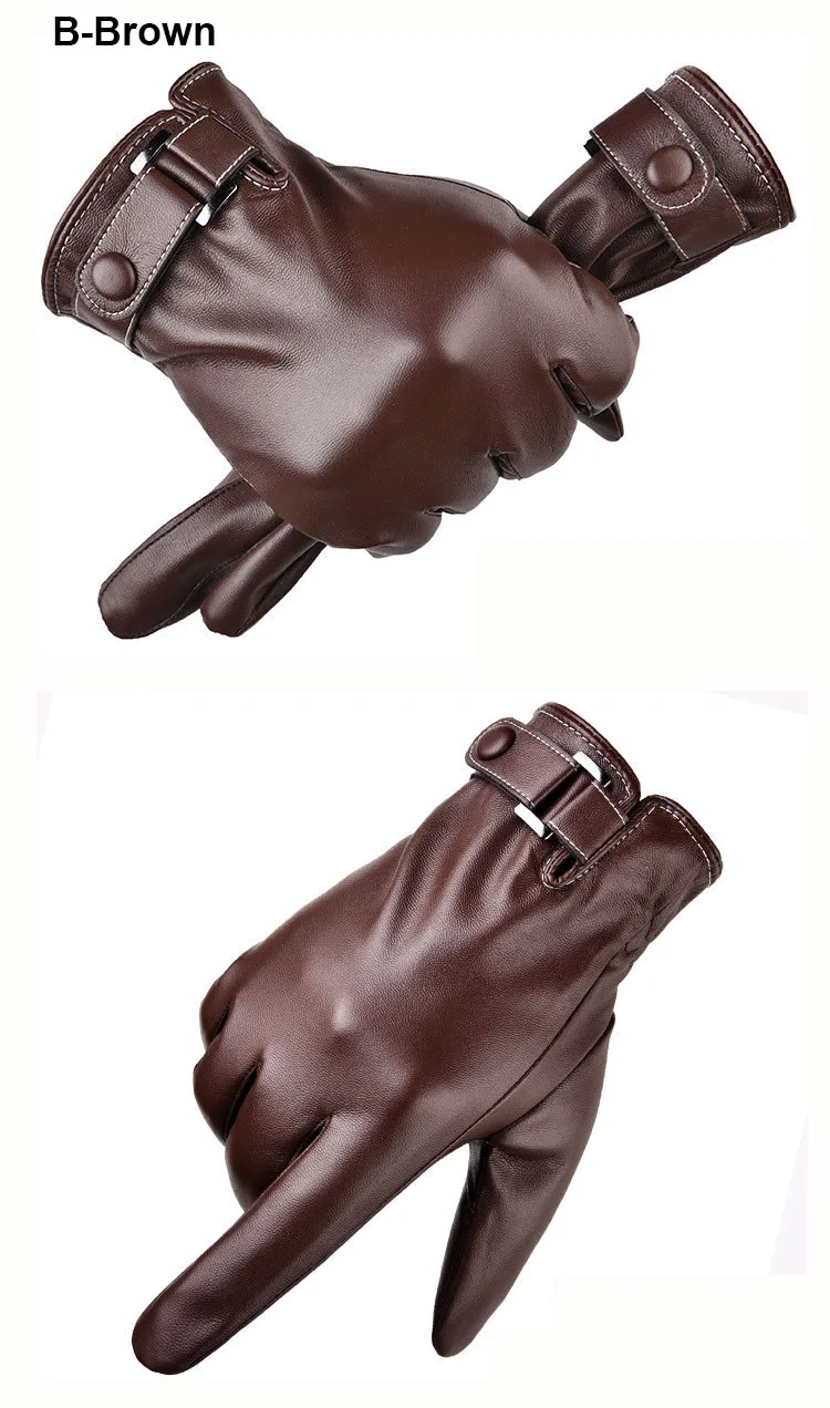 Fashion Men's Winter Outdoor Warm Waterproof Gloves Men Faux Leather Driving Gloves Thin Leather Gloves For Touch Screen Guantes